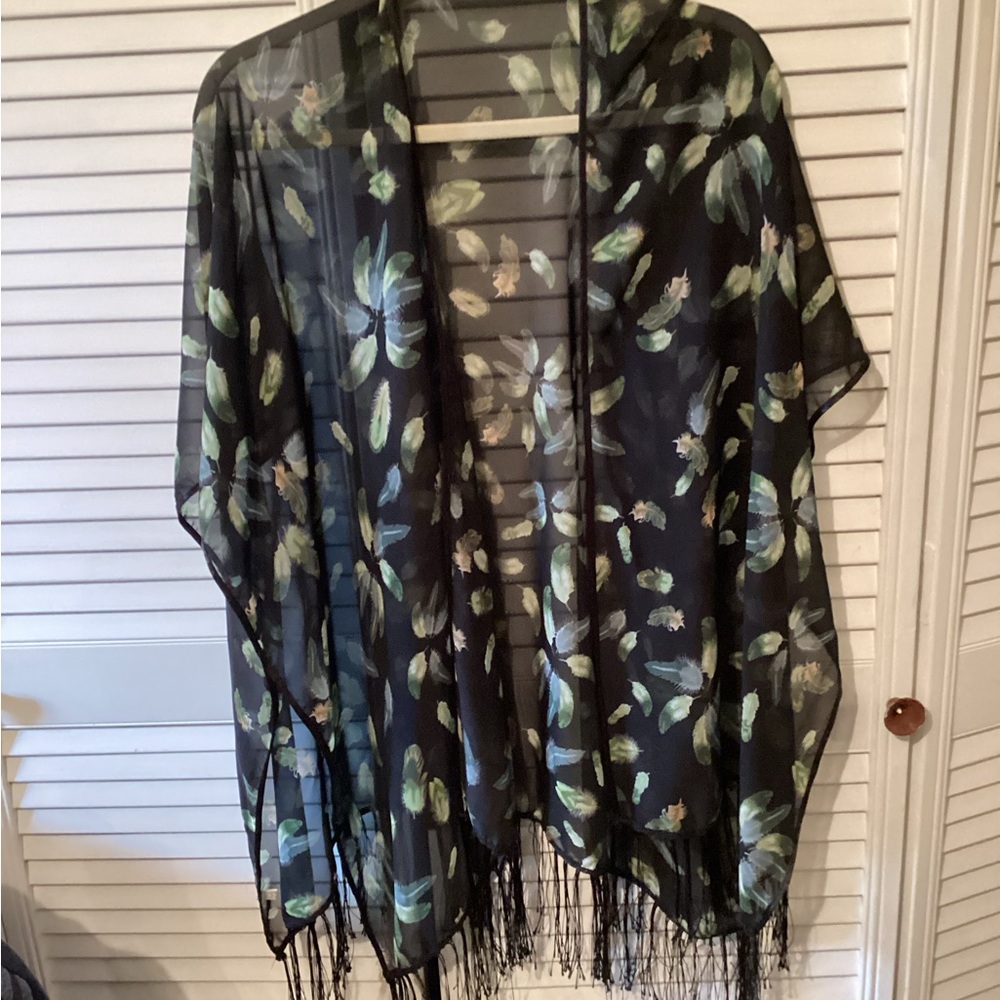 Ladies black and green sheer cover up, one size